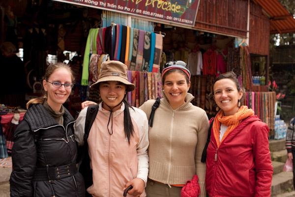 Heidi, our guide Doung [pronounced Zoong], Mariana, and Filipa after the trek