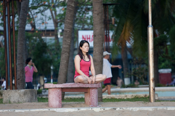 Meditating in the morning at Nha Trang Beach