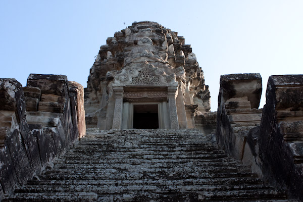 Looking up at the top of Angkor Wat