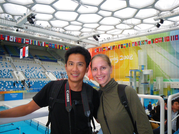 George and Heidi inside The Water Cube, Beijing