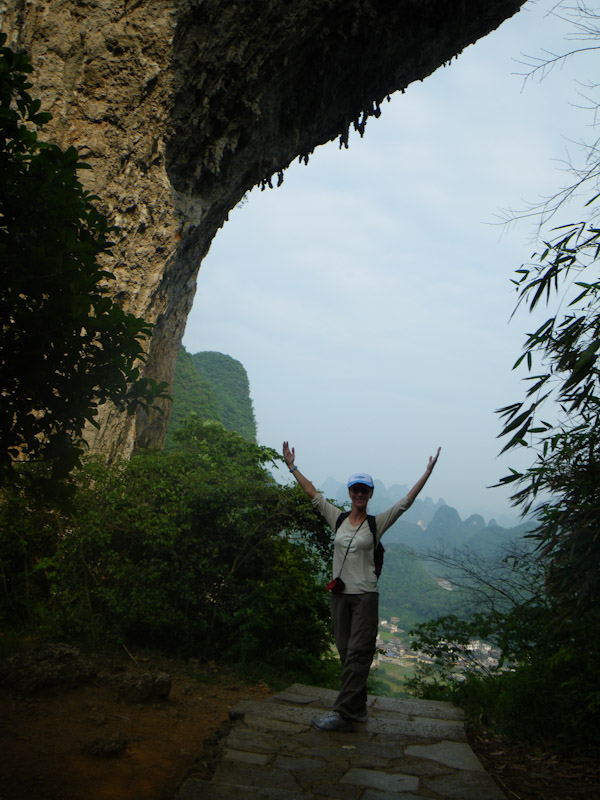 Heidi at the top of Moon Hill, Yangshuo