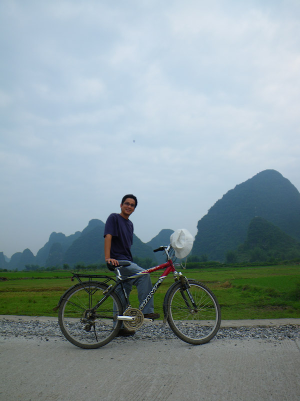 George bicycling in Yangshuo