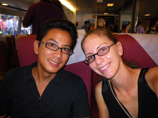 George and Heidi on the ferry to Macau