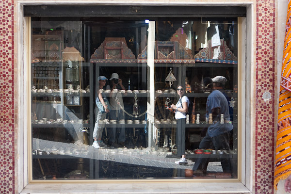 Reflection in the shop window- Heidi, George, Mariana