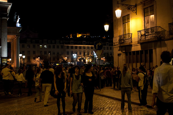 The streets of Lisbon at night