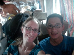 Heidi and George on the Bus from Mandalay to Hsipaw