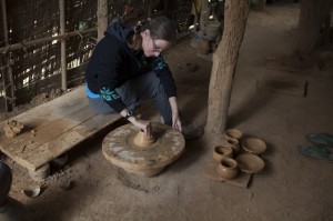 Heidi Attempting to Make Pottery at Arriving at Kyauk Daing Village
