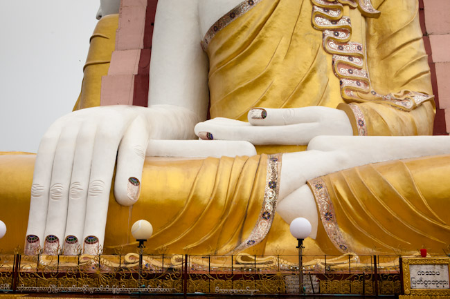 Decorated Nails on one of the Buddha Images at Kyaik Pun Paya