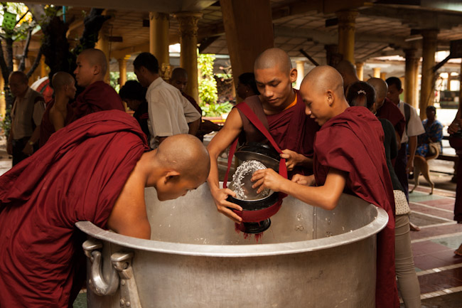 Scooping Rice at Kha Khat Wain Kyaung Monastery