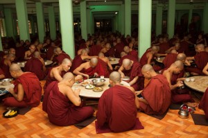 Monks Eating at Kha Khat Wain Kyaung Monastery